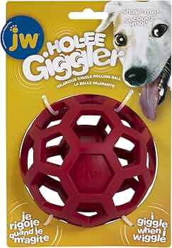 JW Pet Hol-ee Giggler Dog Toy Puzzle Ball, Medium, Red by JW Pet - American Made
