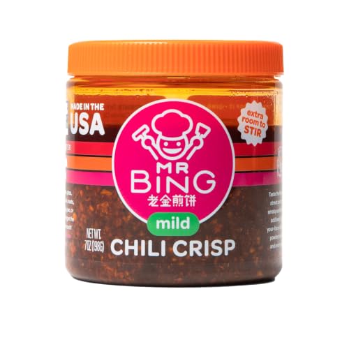 Mr Bing Chili Crisp | Mild - feat. in Love Me Gluten Free - Crunchy Chili Oil Made in USA Chili Paste Hot Sauc by MR BING - American Made