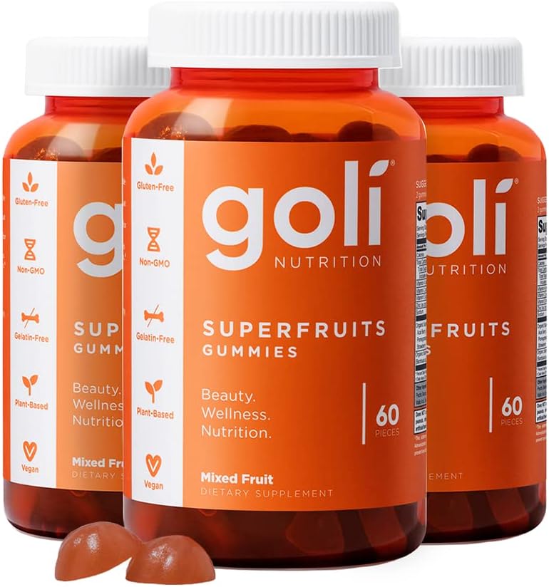 Goli Superfruits Beauty Gummies with Bamboo Silica 180 Count (3-Pack) by Goli Nutrition - American Made