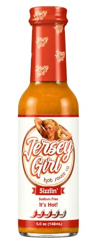 Jersey Girl Hot Sauce Co Sizzlin' No Sodium/Salt Free Hot Sauce - Made with Scorpion & Ghost Pepper 5 Oz (Spic by Jersey Girl Hot Sauce Co. - American Made