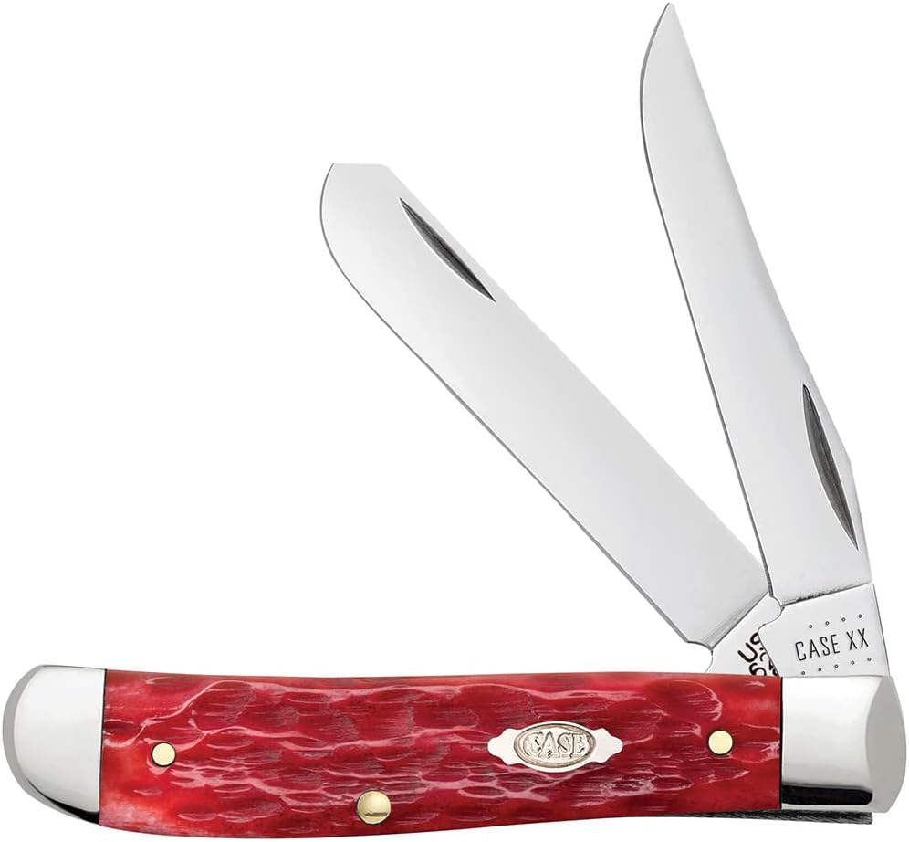 Case XX Mini Trapper Pocket Knife Dark Red Bone Peach Seed Jig by W.R. Case & Sons - American Made