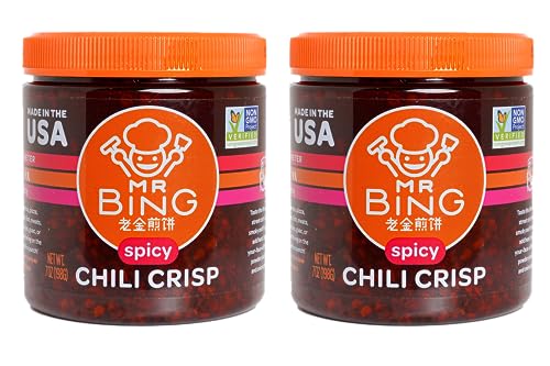 Mr Bing Chili Crisp - Delicious & Flavorful Chili Oil- Gluten Free, Vegan, No MSG - Pack of 2 Spicy (7 oz.) Ja by MR BING - American Made