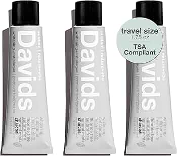 Davids Whitening Charcoal Travel Toothpaste Antiplaque Peppermint by Davids - American Made