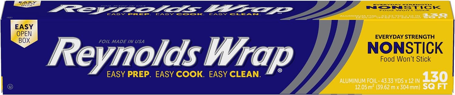 Reynolds Wrap Non-Stick Aluminum Foil 12 Inches 130 Sq Ft Large Roll by Reynolds Consumer Products - American Made