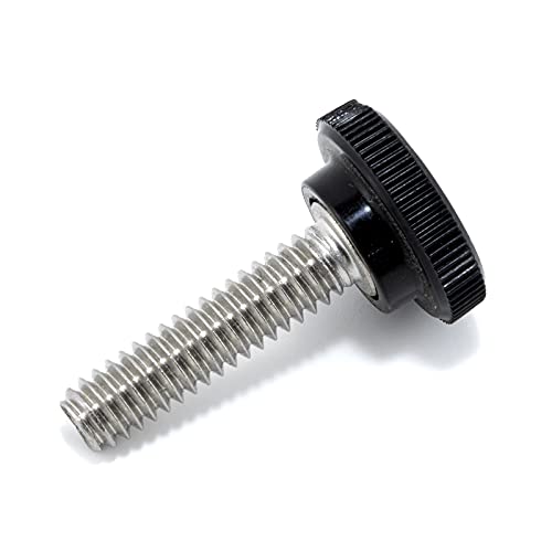 TSD 1/4"-20 x 1 Stainless Thumb Screw Black Round Knob USA (4 Pack) by Thumb Screw Depot - American Made