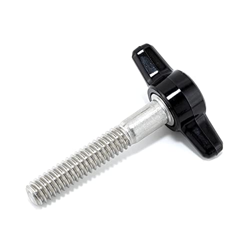 1/4"-20 x 1-1/2" Thumb Screw Stainless Steel - Black Tee Wing Plastic Knob - Standard/Coarse Thread Thumbscrew by Thumb Screw Depot - American Made