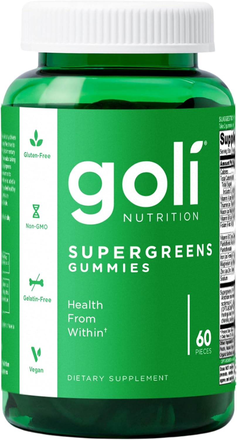 Goli Supergreens Gummies with Probiotics 60 Count by Goli Nutrition - American Made