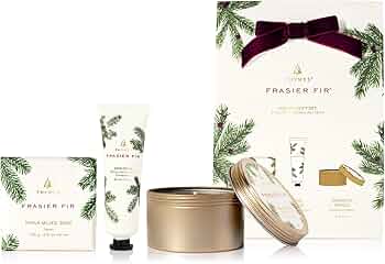 Thymes Frasier Fir Hand Cream Travel Tin Candle Bar Soap Gift Set by Thymes - American Made