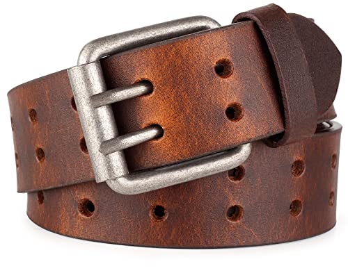 F&L CLASSIC Leather Work Belt, Heavy Duty Double Prong Genuine full grain Leather Belts for Men 1 1/2", Mens C by F&L CLASSIC - American Made