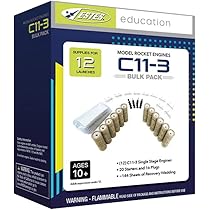 Estes C11-3 Engine Bulk Pack 12 Engines with Recovery Wadding by Estes Rockets - American Made