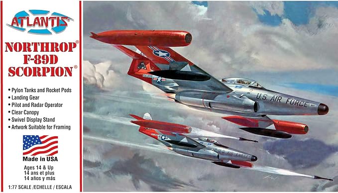 Atlantis Northrop F-89D Scorpion 1/77 Plastic Model Kit by Atlantis Models - American Made