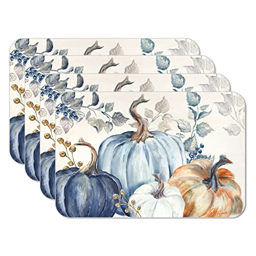 CounterArt Pumpkin Blues Reversible Easy Care Placemat 4 Pack by CounterArt - American Made