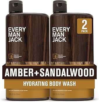 Every Man Jack Amber and Sandalwood Hydrating Body Wash 2-Pack by Every Man Jack - American Made