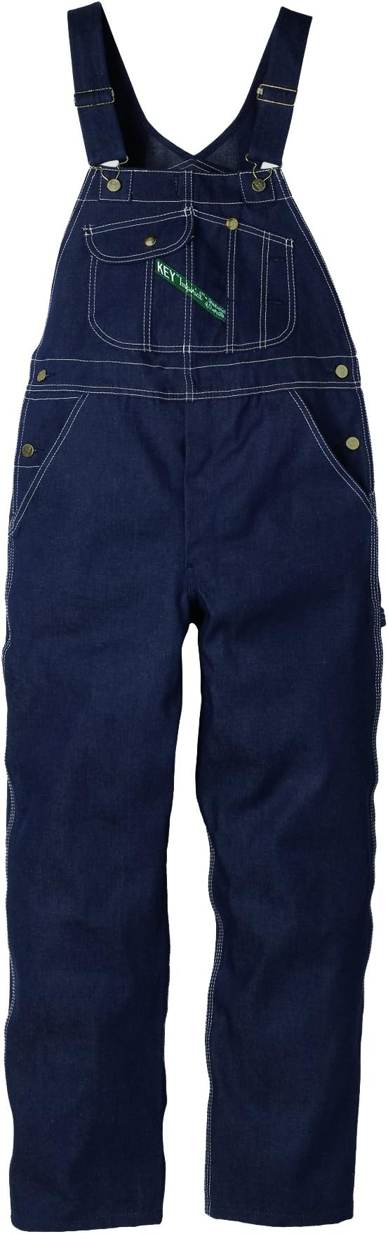 Key Apparel Men's Garment Washed Zip Fly Denim Bib Overalls Indigo Blue by Key Apparel - American Made