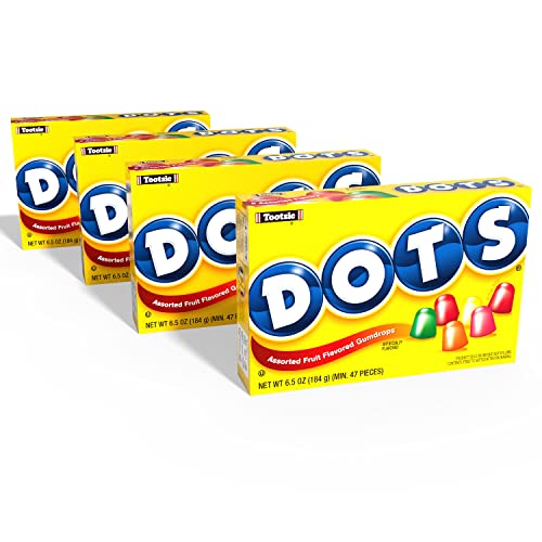 DOTS Assorted Fruit Flavored Gumdrops Candy 6.5oz Theater Box 4-Pack by Tootsie Roll Industries - American Made