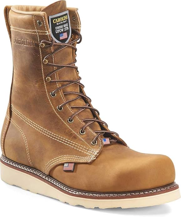 Carolina AMP USA 8-Inch Steel Toe Wedge Work Boot Men's Brown CA7505 by Carolina Shoe - American Made