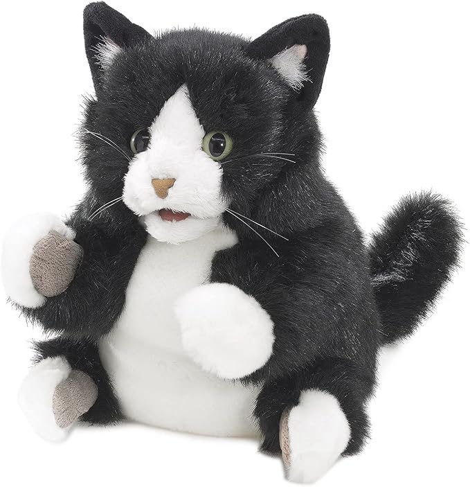 Folkmanis Tuxedo Kitten Hand Puppet Black White by Folkmanis Puppets - American Made