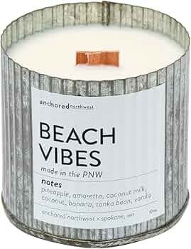 Anchored Northwest Beach Vibes Scented Candle, 10 oz. Cedar Wood Wick by Anchored Northwest - American Made