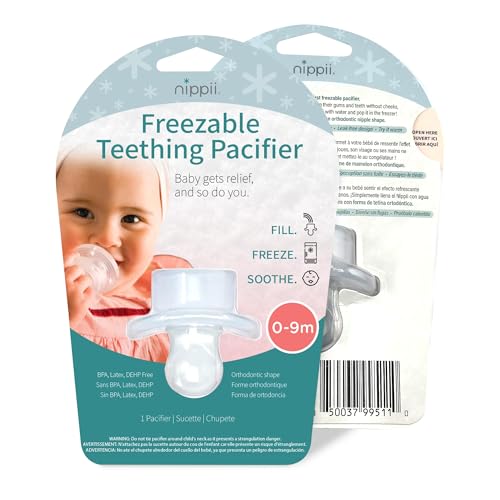 Nippii Orthodontic Freezable Teething Pacifier, Teether Toys 0-9 Months by Nippii - American Made