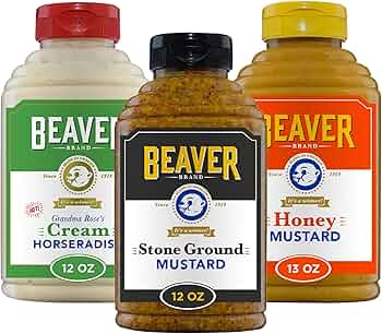 Beaver Brand Condiment Variety Pack Horseradish Deli Mustard Yellow Mustard 3-Pack by Beaver Brand - American Made