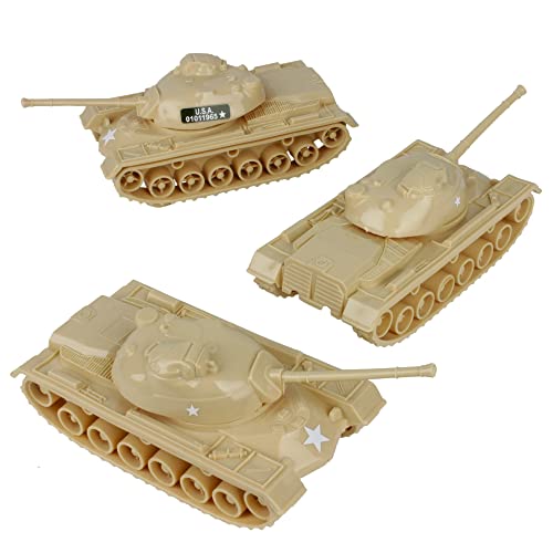 TimMee Toy Tanks for Plastic Army Men - Tan WW2 3pc by Tim Mee Toy - American Made