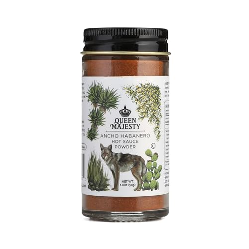 Queen Majesty ANCHO HABANERO HOT SAUCE POWDER net weight 1.8oz (50g) - All Natural Ancho Habanero Chili Season by Queen Majesty - American Made