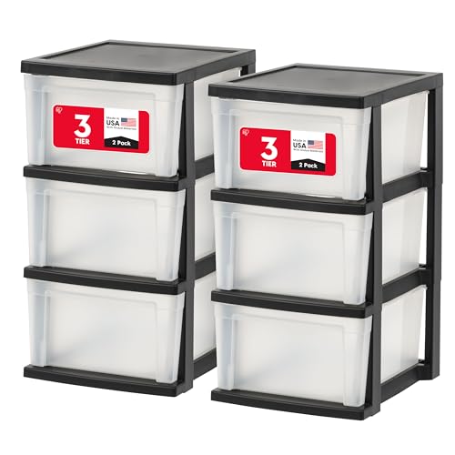 IRIS USA Plastic Storage Drawers 3-Tier Wide by IRIS USA - American Made