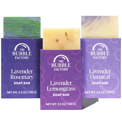 The Bubble Factory Handmade Natural Bath & Body Soap Bar, Vegan, All-Natural, Palm Oil Free, Lavender Collecti by The Bubble Factory - American Made