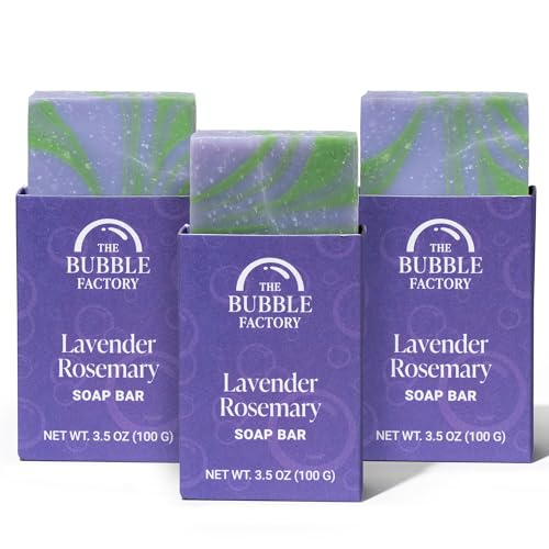The Bubble Factory Handmade Natural Bath & Body Soap Bar, Vegan, All-Natural, Palm Oil Free, Lavender Rosemary by The Bubble Factory - American Made