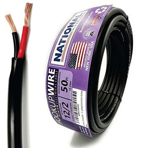NATIONAL Wire & Cable – 12 AWG 2-Conductor Premium Copper Wire, 50 ft, Stranded, Heavy-Duty Flexible Jacket | by NATIONAL Wire&Cable - American Made