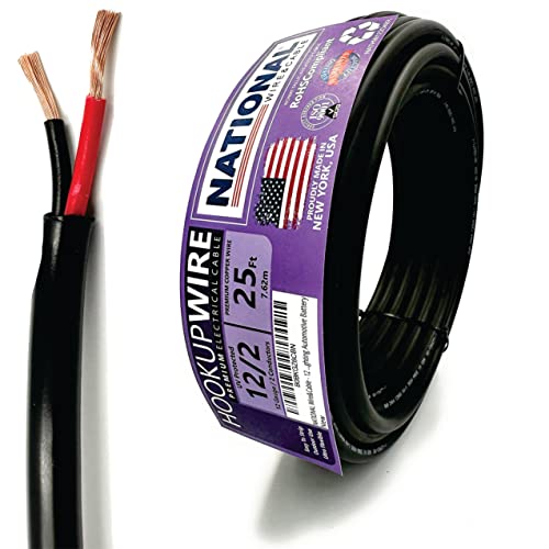NATIONAL Wire & Cable – 12 AWG 2-Conductor Premium Copper Wire, 25 ft, Stranded, Heavy-Duty Flexible Jacket | by NATIONAL Wire&Cable - American Made