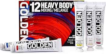 GOLDEN Heavy Body Acrylics Mixing Set 12 Colors by Golden Artist Colors - American Made