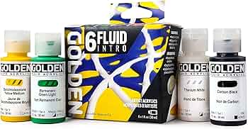 GOLDEN Fluid Acrylics Intro Set 6 Colors by Golden Artist Colors - American Made