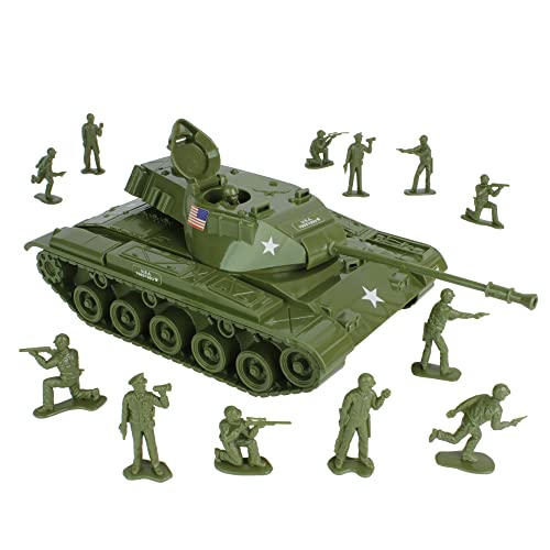 Tim Mee Toy Walker Bulldog Tank Playset- OD Green 13pc by Tim Mee Toy - American Made