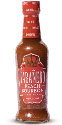 Tabañero Peach Bourbon Hot Sauce, 5 oz Small Glass Bottle by Tabanero - American Made