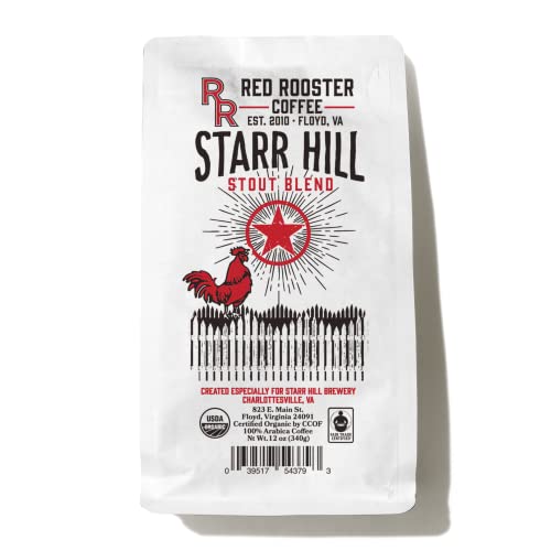 Red Rooster Coffee, Organic Starr Hill Stout Coffee – Medium-Dark Roast Whole Bean – Notes of Dark Chocolate by Red Rooster Coffee - American Made