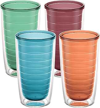 Tervis Clear and Colorful Tabletop Insulated Tumbler 16 oz 4-Pack Assorted Colors by Tervis - American Made