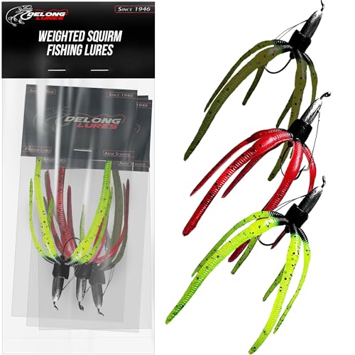 Delong Lures - The Squirm Fishing Lures - Ultimate Bass Fishing Kit, Weighted Jigs for Freshwater and Saltwate by Delong Lures - American Made