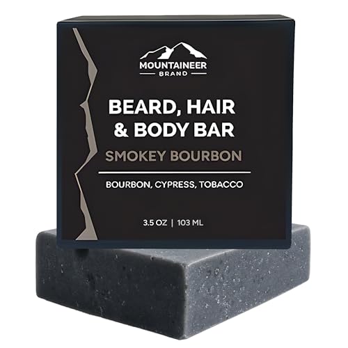 Mountaineer Brand Beard, Hair and Body Bar, Smokey Bourbon Scent 4oz by Mountaineer Brand - American Made