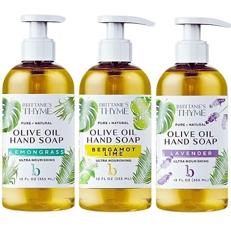 Brittanie’s Castile Hand Soap Bergamot Lavender Lemongrass 12 oz, Pack of 3 by Brittanie's Thyme - American Made