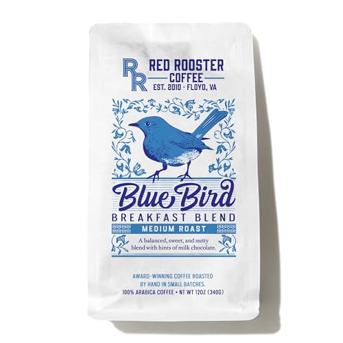 Red Rooster Coffee, Blue Bird Breakfast Blend - Sweet, Nutty Medium Roast Blend With Hints of Milk Chocolate - by Red Rooster Coffee - American Made