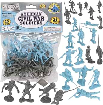 BMC CTS Marx Civil War Plastic Army Men 31-Piece Blue and Gray by BMC Toys - American Made