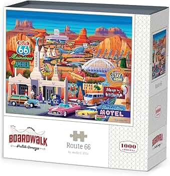 Boardwalk Puzzles Route 66 1000 Piece Jigsaw Puzzle Made in USA by Boardwalk Puzzles - American Made