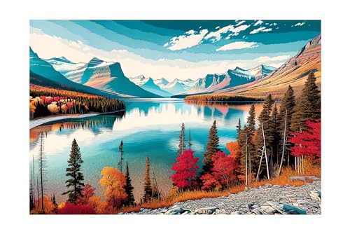 Autumn Serenity - Glacier National Park Premium Wooden Jigsaw Puzzle by Wimberley Puzzle Company | Eco-Friendl by Wimberley Puzzle Company - American Made