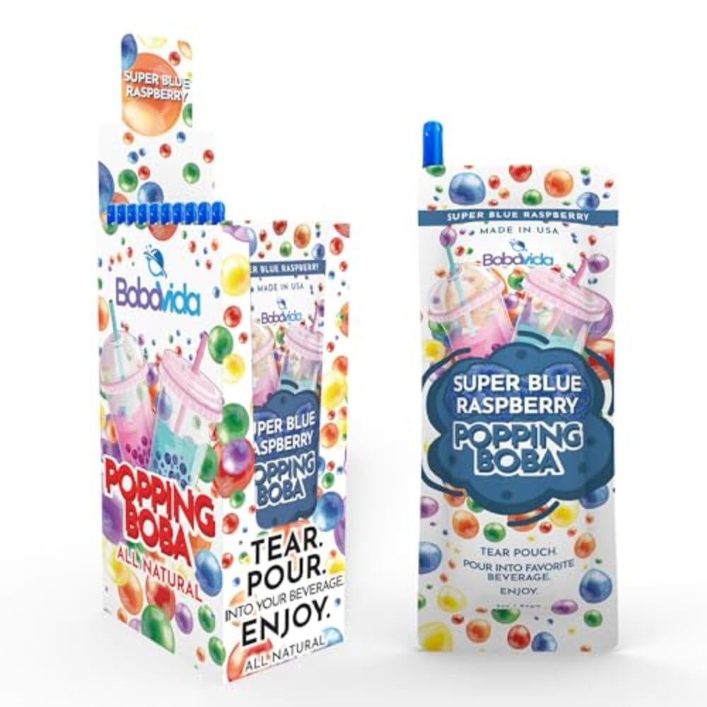 BobaVida Super Blue Raspberry Popping Boba 3 oz 10 Packets by BobaVida - American Made