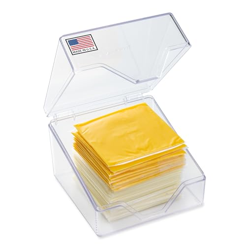 Pikanty American Cheese Slice Container for Refrigerator - Large Clear Plastic Holder Fits 24 Kraft or Sargent by Pikanty - American Made