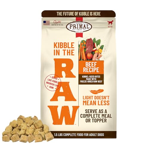 Primal Kibble in The Raw, Freeze-Dried Dog Food, Beef, 1.5 lb by Primal Pet Foods - American Made