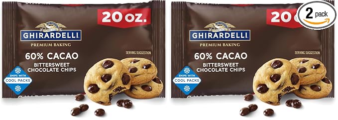 Ghirardelli 60% Cacao Bittersweet Baking Chips 20oz (Pack of 2) by Ghirardelli - American Made