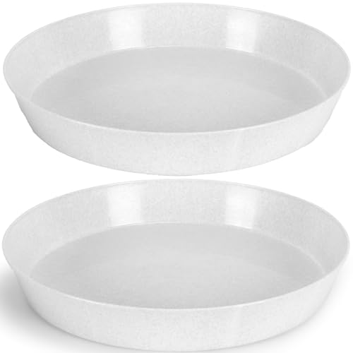 Austin Planter Saucers 21in White Granite 2 Pack by Austin Planter - American Made