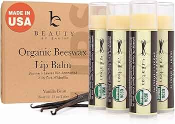 Beauty by Earth USDA Organic Lip Balm Beeswax Vanilla Made in USA by Beauty by Earth - American Made